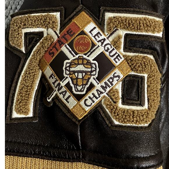 Avirex Vintage Leather Bomber Jacket Men 4XL Brown Star Series 75 New York Lions - Picture 6 of 16